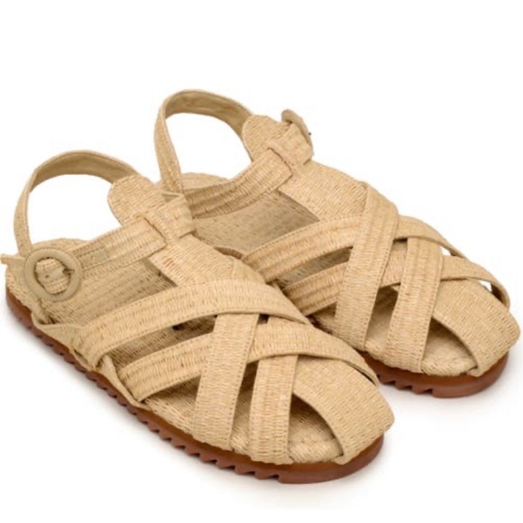 FARM Rio Shoes - NEW FARM Rio Raffia Zigzag Slingback Natural Vegan Sandal 7M